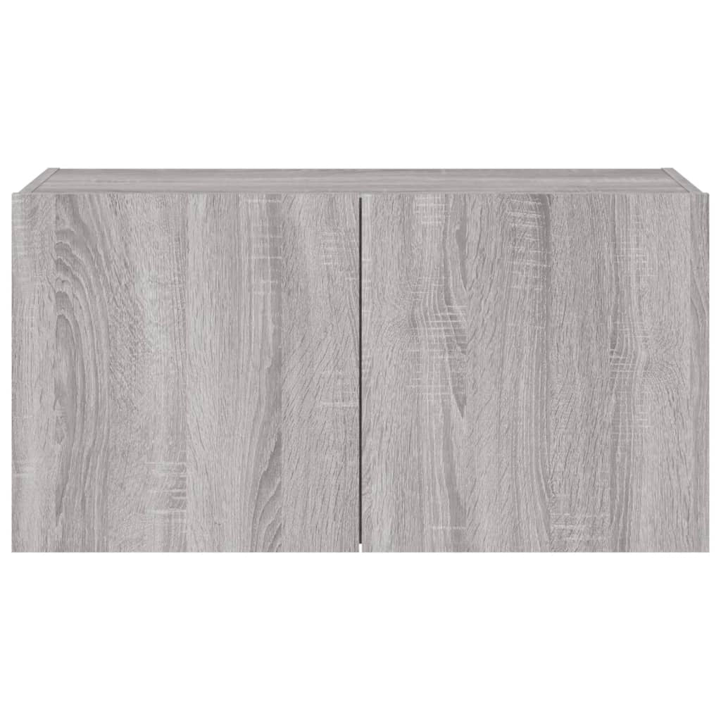 Mobile TV multimediale mensola TV credenza mobile TV parete attrezzata per sala da pranzo soggiorno camera da letto con luci LED Sonoma 80 x 35 x 41 cm grigio 02_0028063