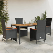 Set da Pranzo da Giardino 5 pz Nero con Cuscini in Polyrattancod mxl 90528