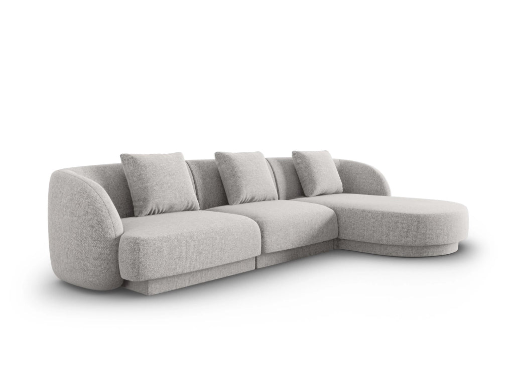Cosmopolitan Design - Divano angolare destro "Tulum" 4 posti in ciniglia grigio chiaro 