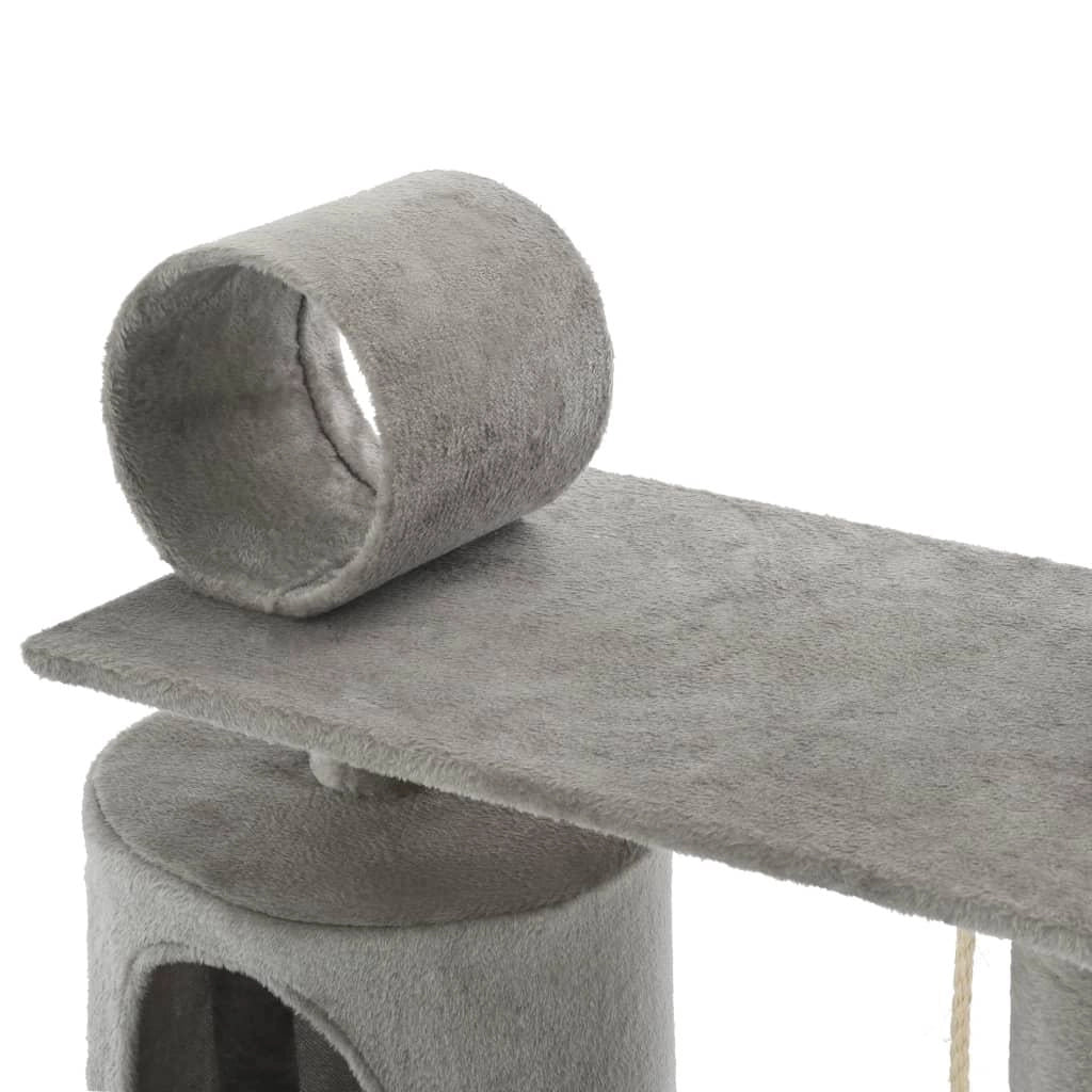 Tiragraffi albero per gatti cuccia per gatti giocattolo peluche sisal 140 cm grigio 3702125