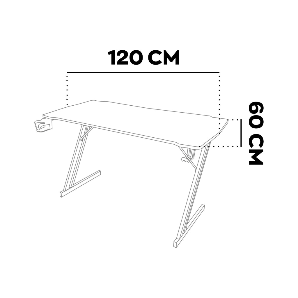 Spector - Scrivania da Gaming 120x60x76 cm in MDF e Metallo Nero