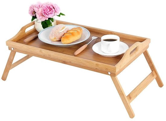 Tavolo da Caffè Inclinabile - Colore Legno - Tavolo da Servizio per Laptop - Portatile e Funzionale - Adatto per ogni Camera da Letto