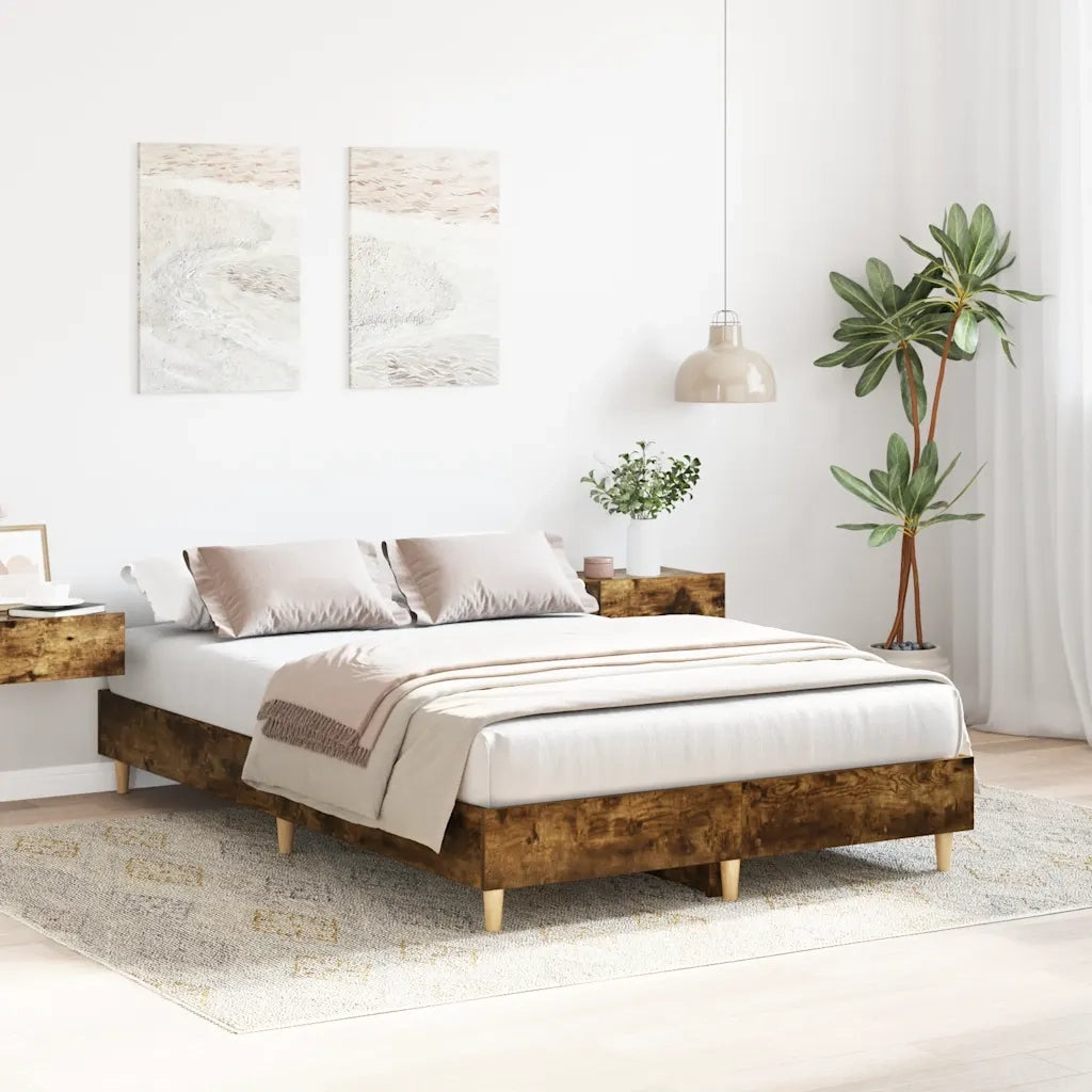 vidaXL Giroletto senza Materasso Rovere Fumo 135x190 cm in Truciolato