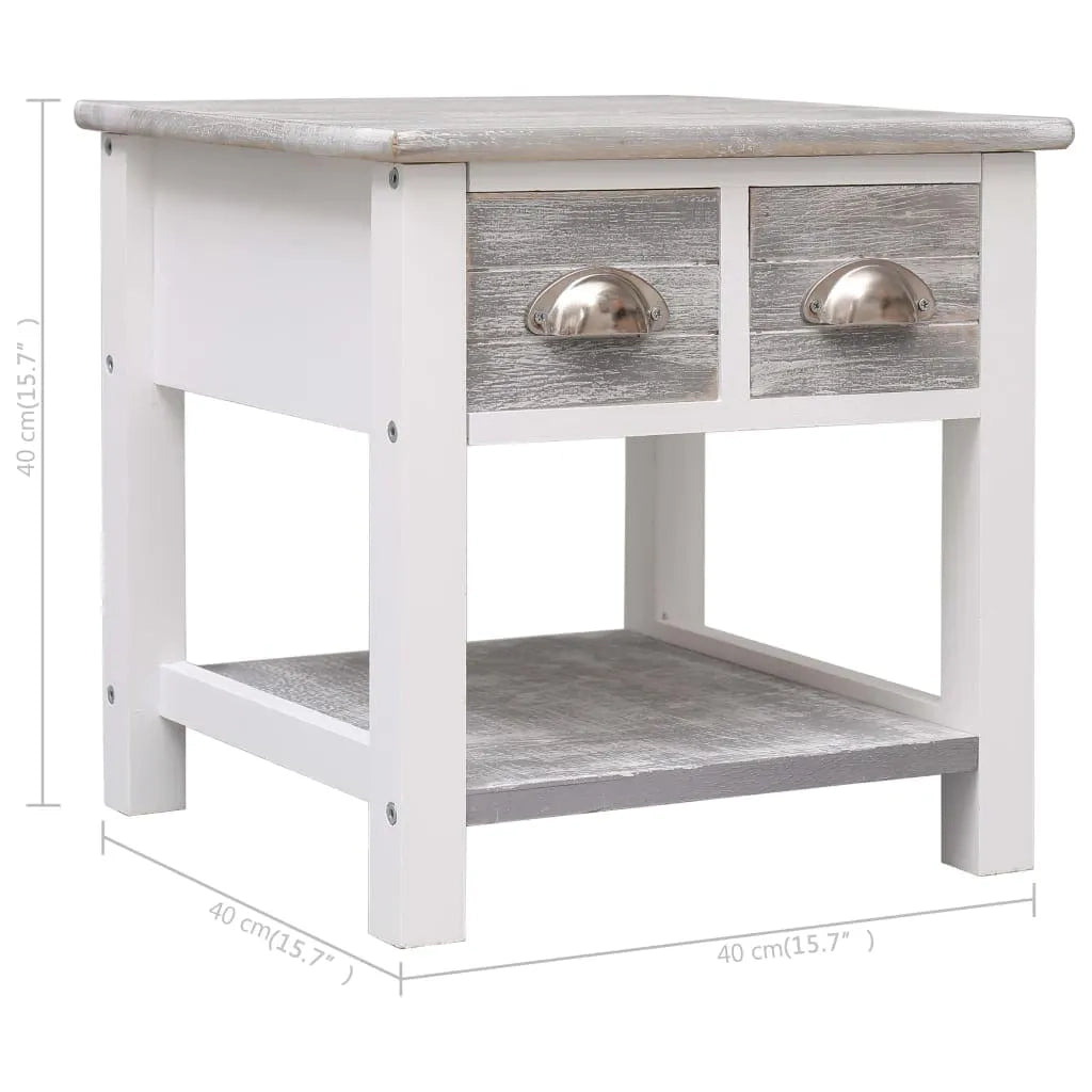 Tavolino Laterale Grigio 40x40x40 cm in Legno di Paulownia 284066