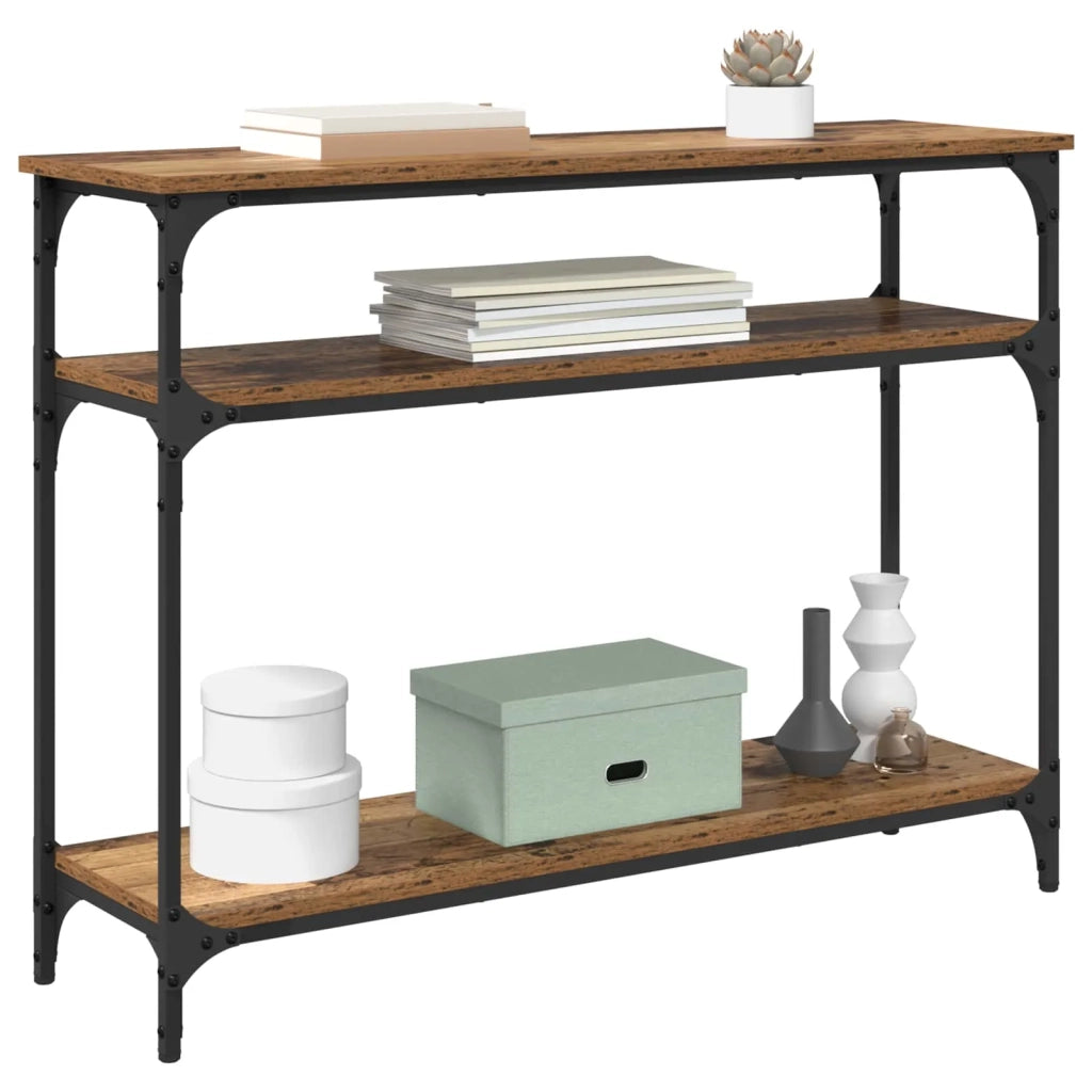 Tavolo consolle con lo scaffale Legno vecchio 100 x 29 x 75 cm 882199
