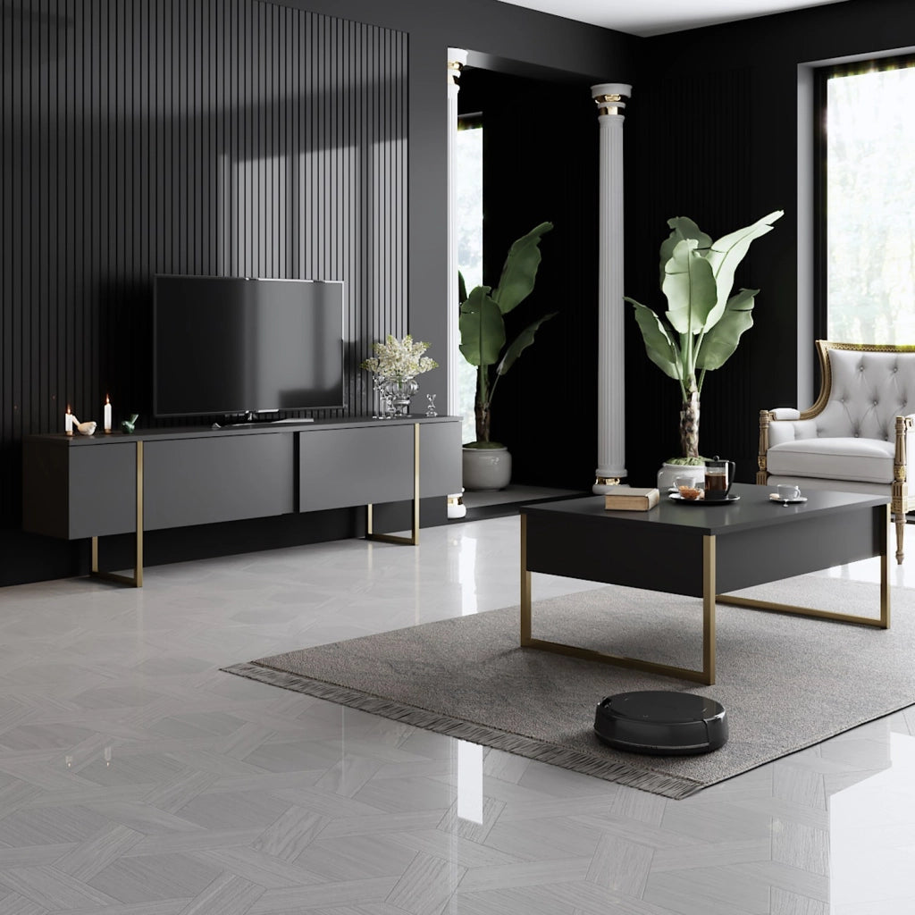 Porta TV in legno "Luxe" - 180 x 30 x 50 cm - Oro