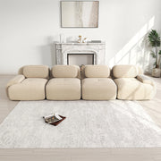 Divano 4 posti in velluto - Xylo - Imbottitura 32D, sottovuoto, modulabile, adatto animali, beige
