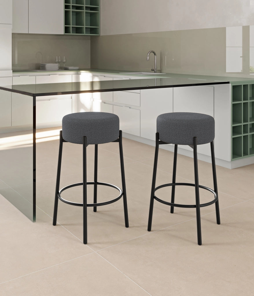 Set 2 Sgabelli Syd 41x41x67 cm in Tessuto Grigio Scuro