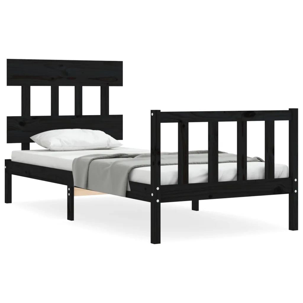 Giroletto con Testiera Nero Small Single in Legno Massello 3193300
