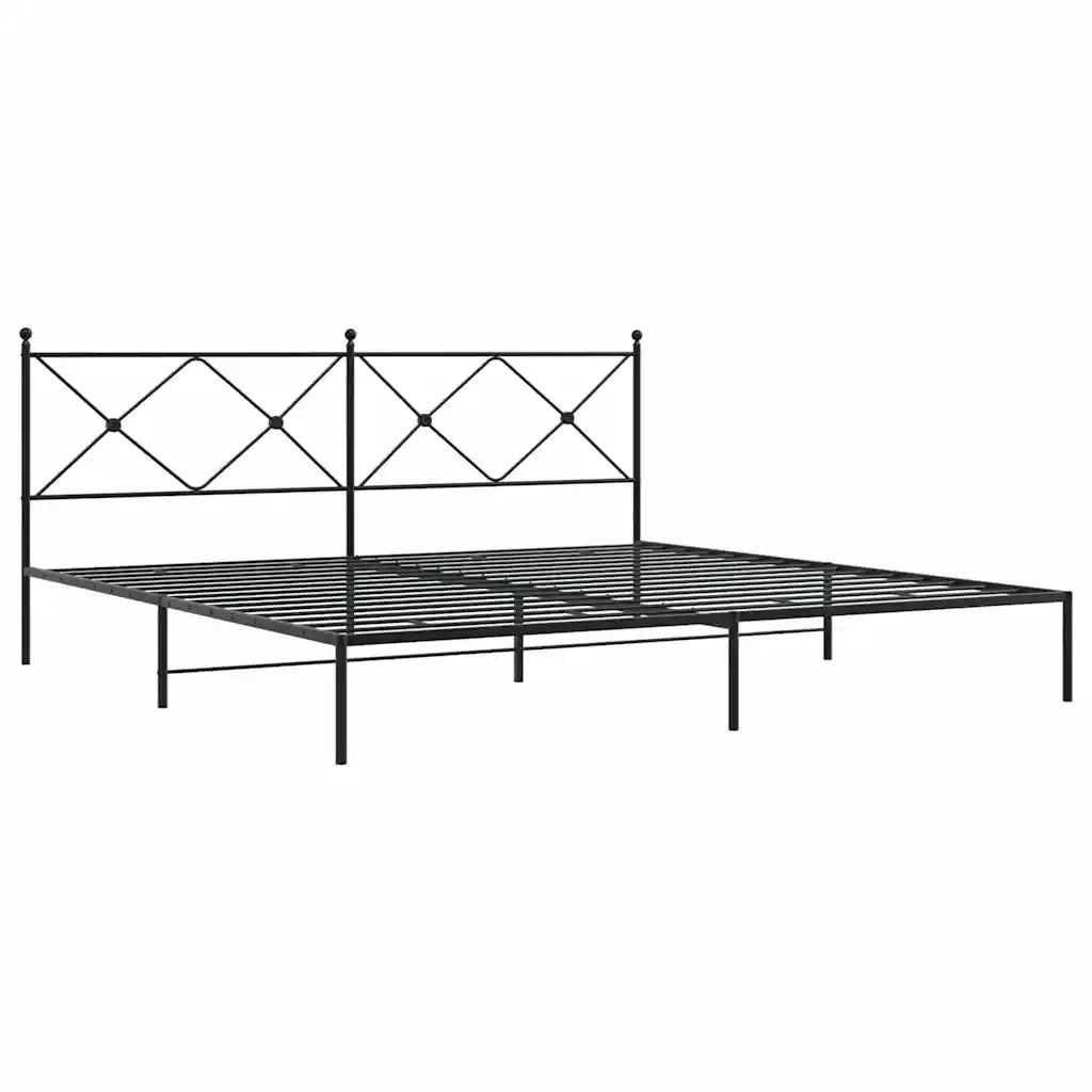 Letto matrimoniale | Letto per adulti | Giroletto con Testiera in Metallo Nero 193x203 cm