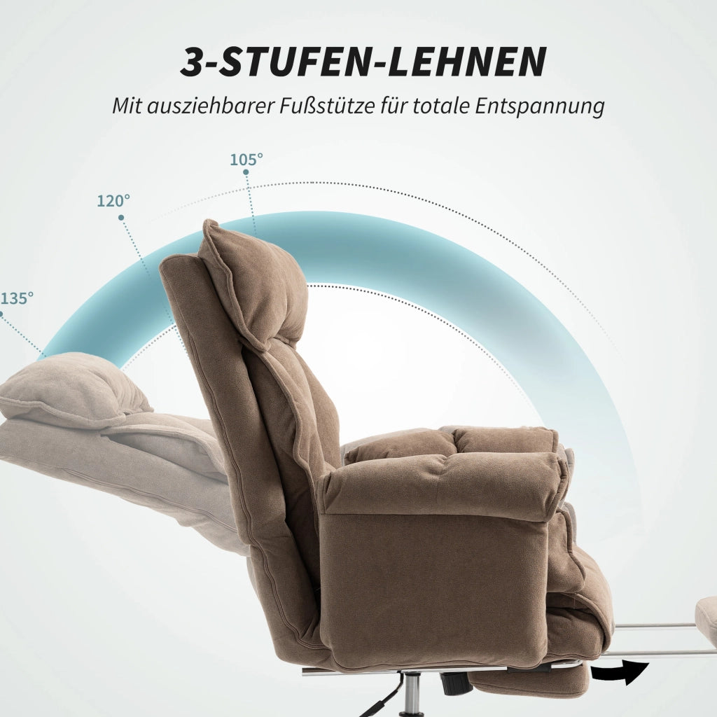 Sedia da ufficio ergonomica ¨C zephmum ¨C schienale regolabile, poggiapiedi, tessuto beige chiaro