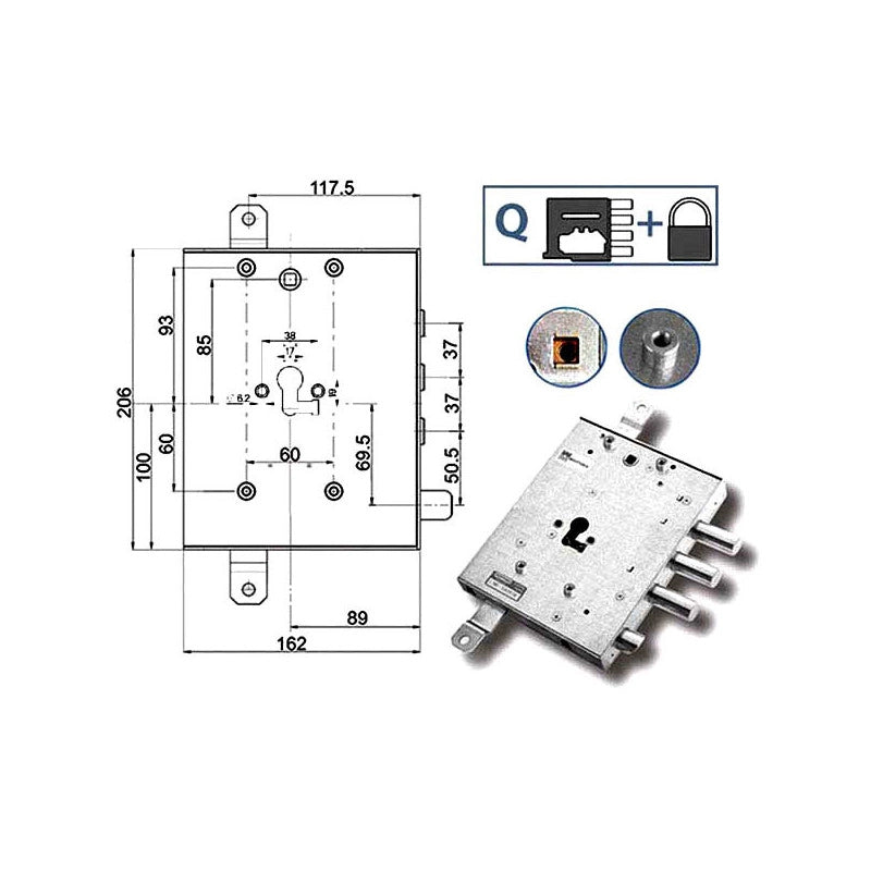 Serratura Sic.Triplice Sx 89457 Mottura