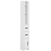 Mobile a Colonna con Mensole e Armadietti 15x17x120 cm in MDF e Legno Truciolare Bianco