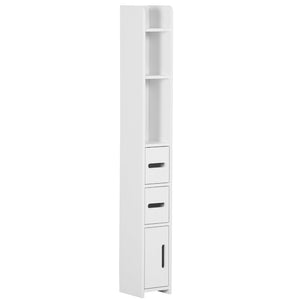 Mobile a Colonna con Mensole e Armadietti 15x17x120 cm in MDF e Legno Truciolare Bianco