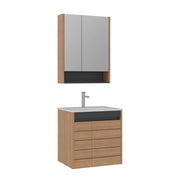 Set mobile lavabo con specchio (2 pezzi) "Ricato 60" - 61 x 47 x 62 cm - Rovere
