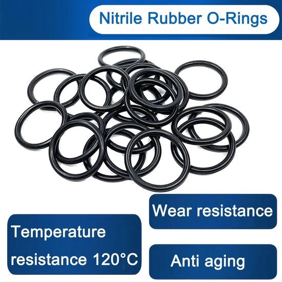 O-ring in gomma nitrile - 10 pezzi - Antistatico - Resistente all'olio - Resistente al calore - Duraturo - Scatola organizzatore - Anello di sigillatura