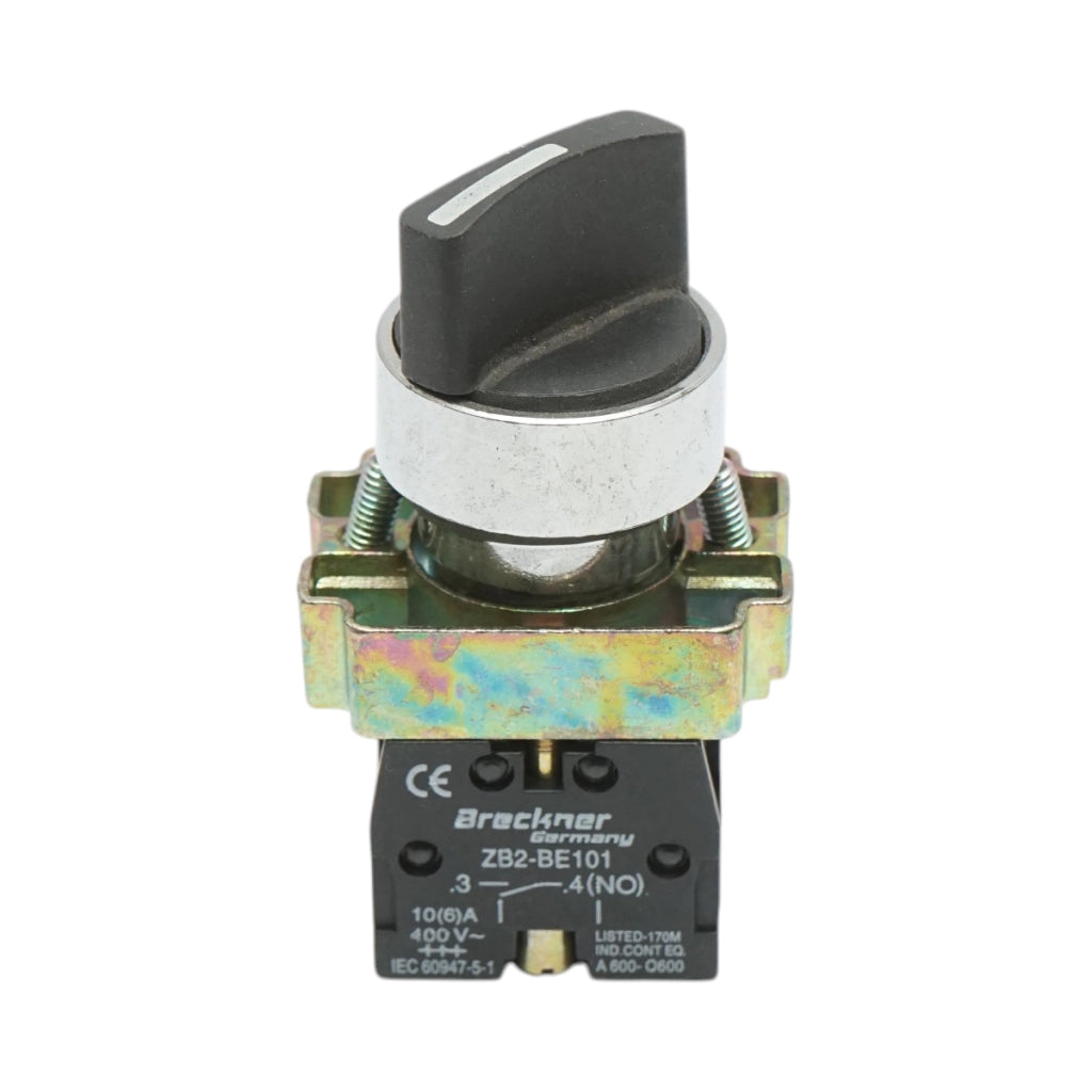 Selettore a 2 posizioni con ritorno, nero, 1NO, 400V/10A, LAY5-BD41C Breckner Germany