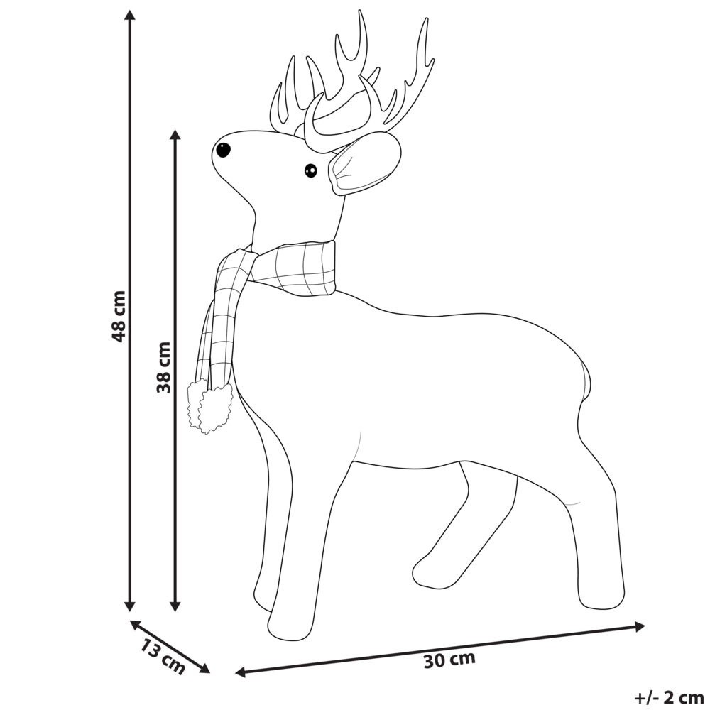 Figura decorativa renna ecopelle bianco argento rosso verde 48 cm natale soggiorno