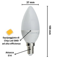 Lampadina led candela e14 5.5 watt resa 40watt risparmio energetico 2700k pezzi 6