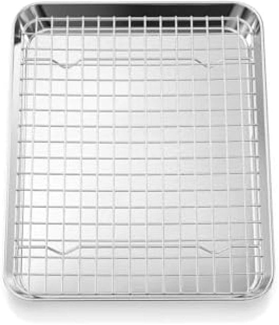 Set di Piastra da forno 2 in 1 in acciaio inossidabile con griglia