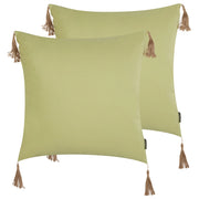 Set di 2 cuscini decorativi con motivo a tinta unita verde 45 x 45 cm stile moderno