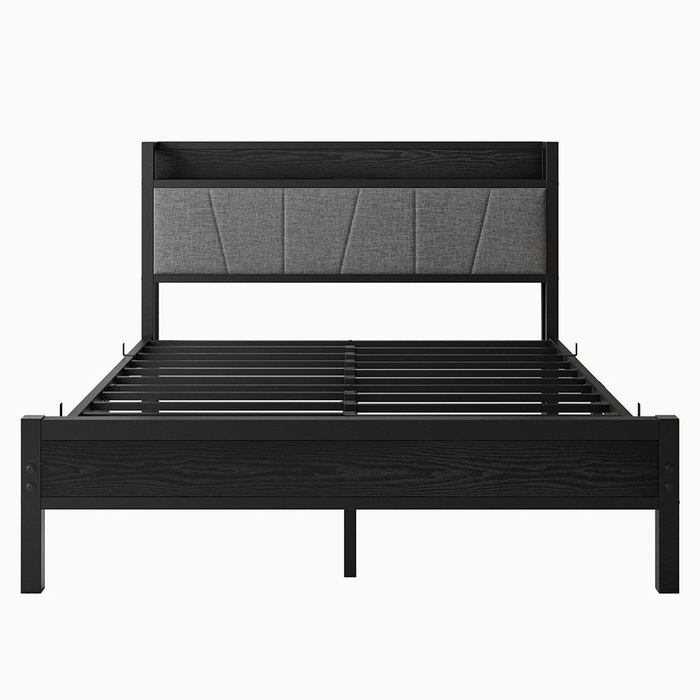 Letto 140x200cm LED - Xylo - USB testiera metallo facile montaggio