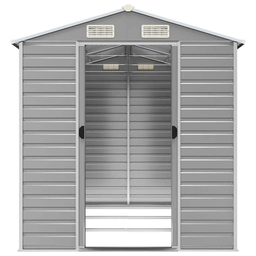 Casetta da giardino cabina ripostiglio capanno da esterno capanno per attrezzi robusta colore chiaro 191 x 300 x 198 cm acciaio zincato grigio 02_0022243