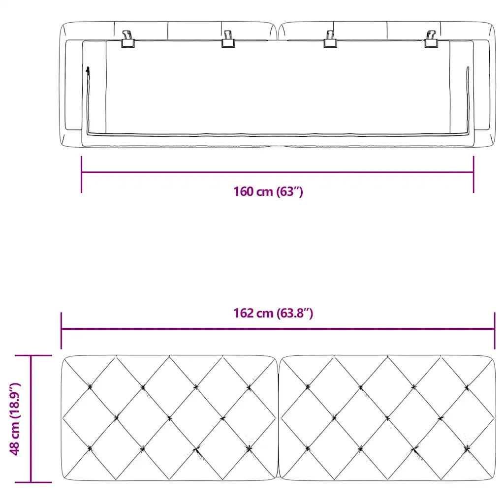 Cuscino Testiera Blu 160 cm in Velluto CFW8658460