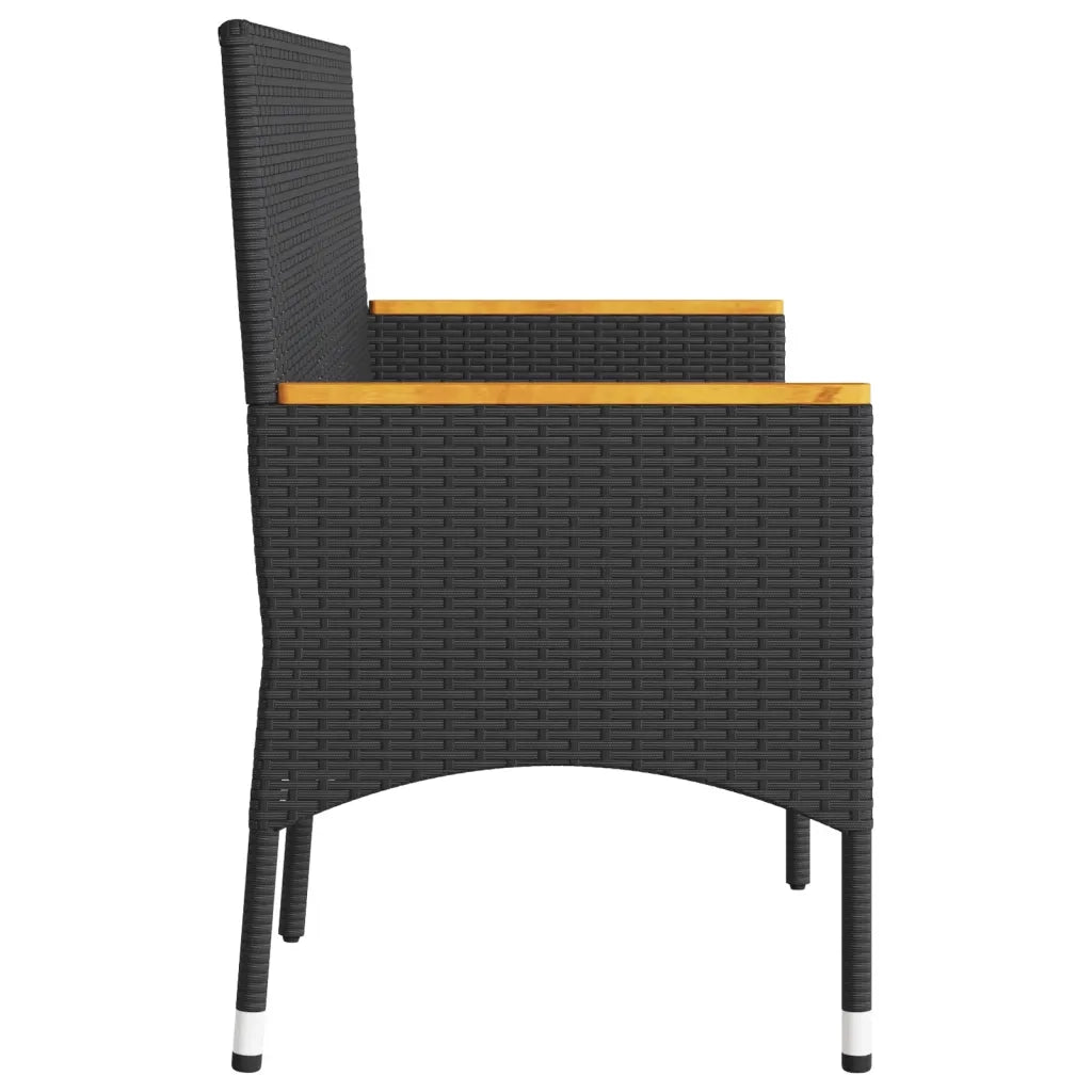 Panca da Giardino a 3 Posti con Cuscini Nera in Polyrattan 365441
