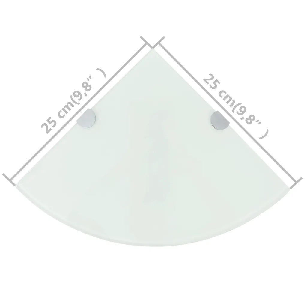 Scaffali Angolari 2 pz Supporti Cromati e Vetro Bianco 25x25 cm 3051598