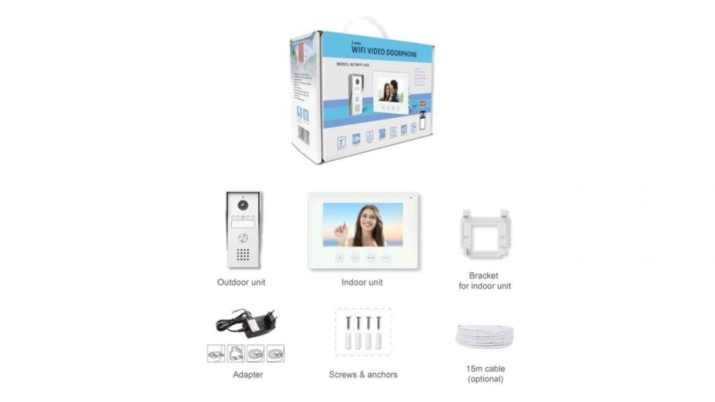 Kit Videocitofono Villa Monofamiliare Smart Monitor 7'' Wireless 2 Fili APP Smart Life Tuya