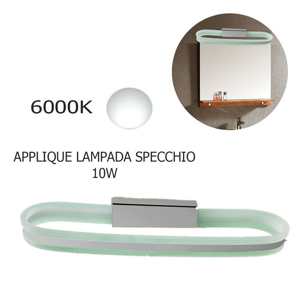 Trade Shop - Applique Lampada Moderno Da Parete Muro Specchio 10w Bagno 50 Led 2835 Smd Luce - -bianco Freddo      -