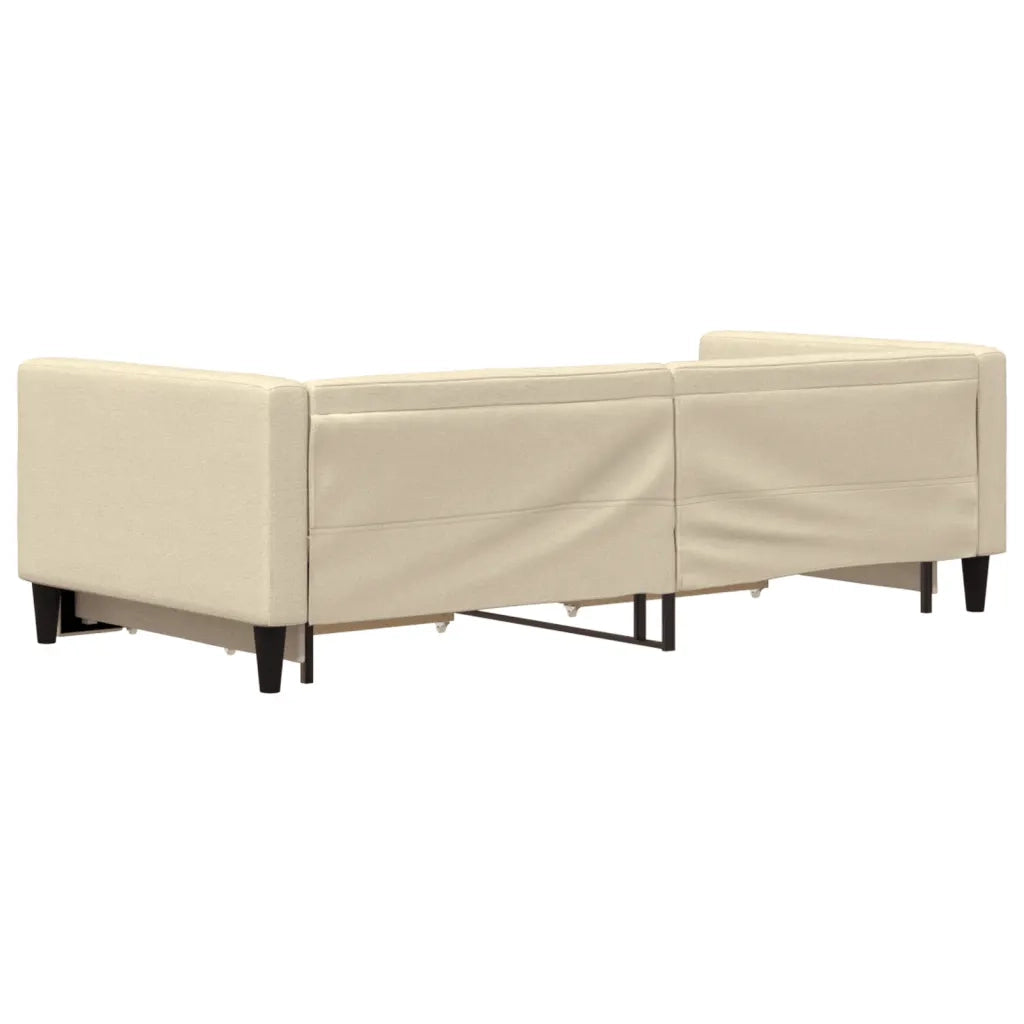 Divano Letto Estraibile con Cassetti Crema 90x200 cm in Tessuto