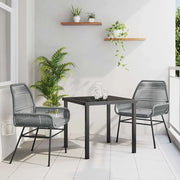 Set da Pranzo per Giardino con cuscino 3 pcs Grigio polyrattan