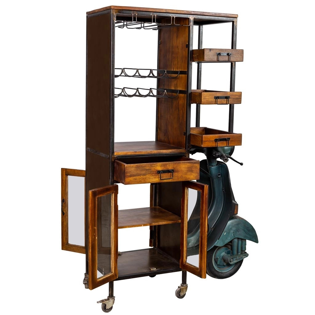 Moto mensola portabottiglie marrone 140x67x194