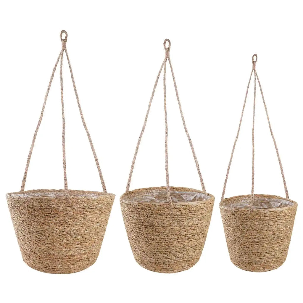 Cesti per piante in erba marina 3 pcs Naturale Ø26 x 19 cm