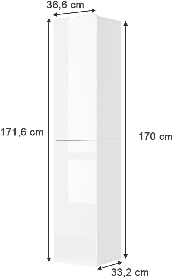 Mobile bagno alto Izan, Bianco, 36.6 x 171.6 cm, a parete, combinabile con altri mobili da bagno Izan