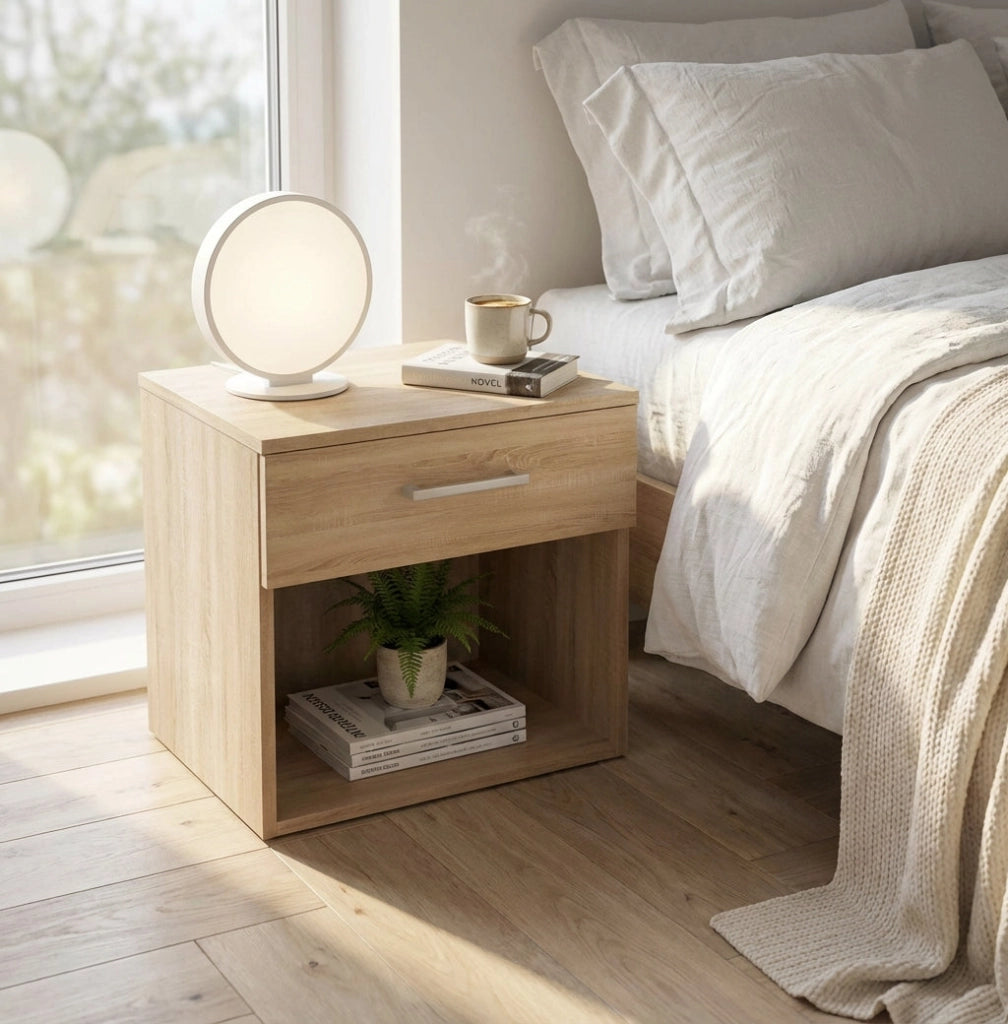 Comodino un cassetto e un vano in Legno Composito cm 44 4x33x43 5 - JAY