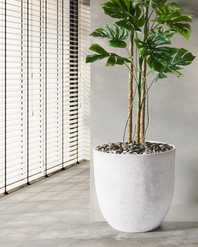 Vaso da fiori in argilla bianco sporco 55 x 55 x 53 cm per interni ed esterni resistente alle intemperie