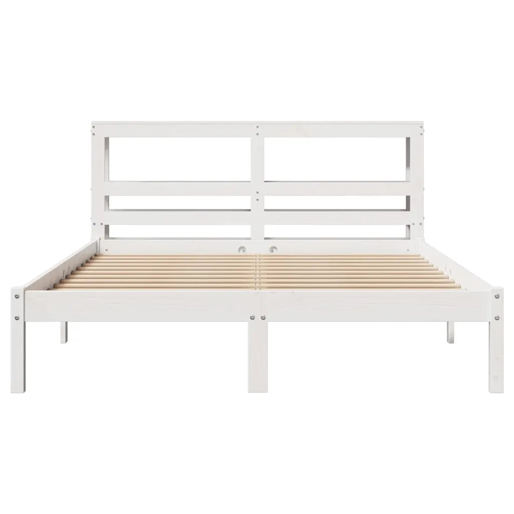 Letto senza Materasso Bianco 135x190 cm Legno Massello di Pino