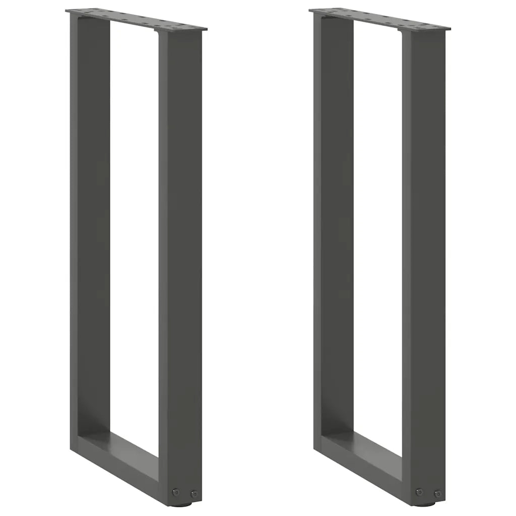 Pieds de table console en U 2 pièces anthracite 38x(72-73) cm