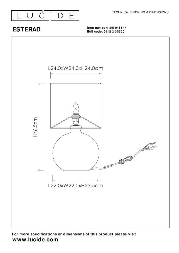 Lampada da tavolo Esterad gialla in vetro E14 Lucide