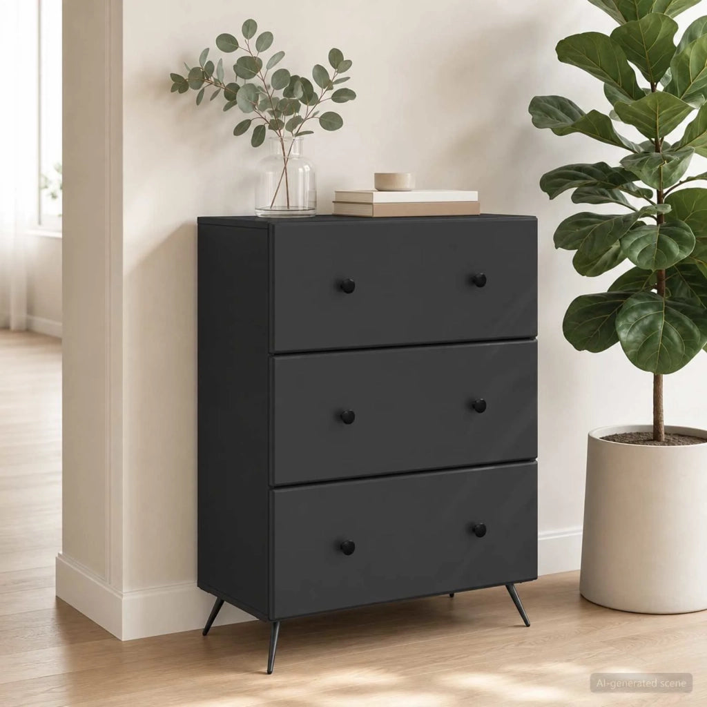 Mobile con Cassetti Nero 66 x 34,5 x 90 cm Legno ingegnerizzato 895526