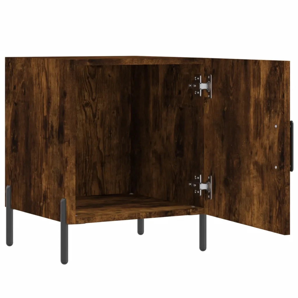 Set di 2 Comodini | Armadio da Notte | Mobiletto da notte Rovere Fumo 40x40x50 cm in Legno Multistrato