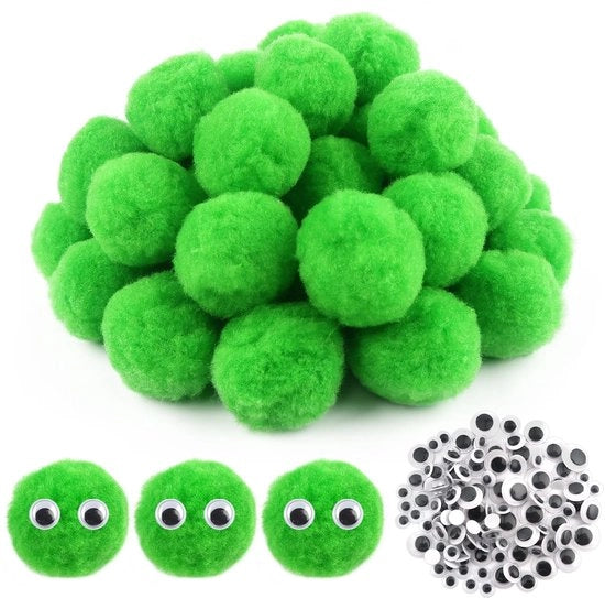 Pomponi in set da 50 pezzi 50 mm - Pomponi lichido in set da 50 pezzi - Wiebelo in set da 100 pezzi - Materiali per artigianato - Decorazioni - Alta qualità e elasticità - Materiali per attività manuali