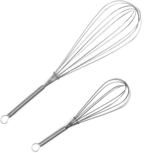 Set di Manutenzione RVS, 2 Pezzi Inclusi, 20cm, 30cm, Martello per Uova, Manubrio per Mescolare, Schiumare, Battere, Schiumare e Mescolare (Argento)