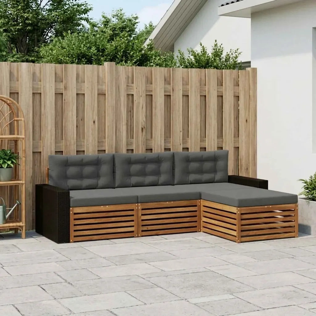 Set di divani da esterno 4 pcs Naturale e Antracite Poliestere 3383215