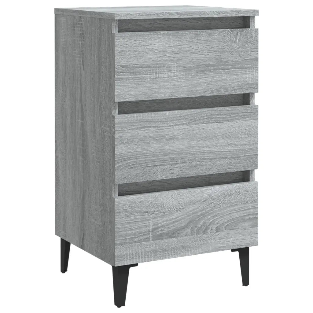 Comodino con Gambe in Metallo Grigio Sonoma 40x35x69 cm cod mxl 30981