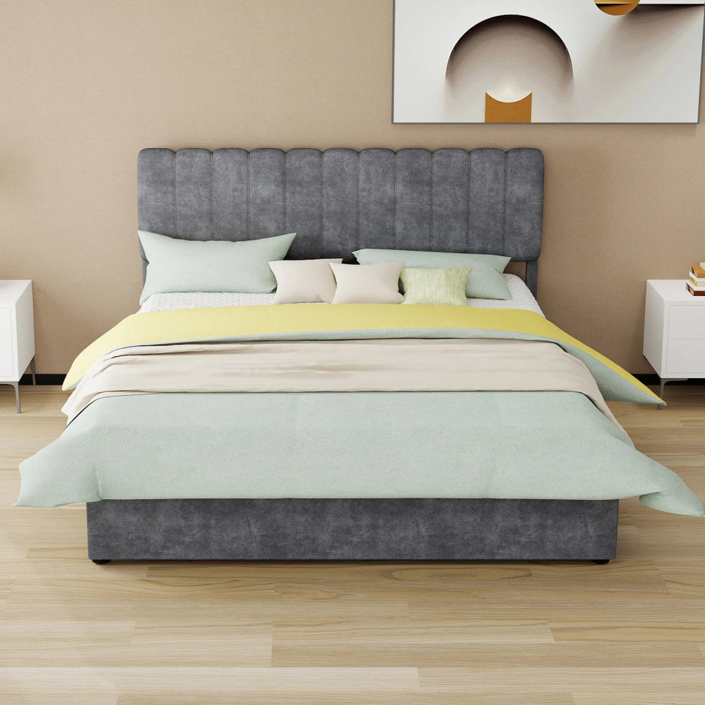 letto imbottito tessuto grigio 160 x 200 cm