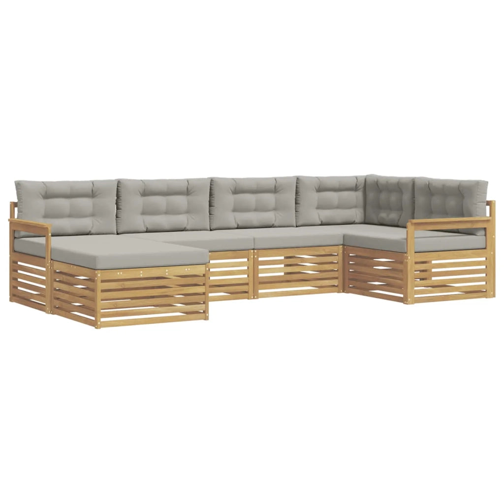 Set di divani da esterno 6 pz Bianco e Grigio Chiaro Poliestere 3390751